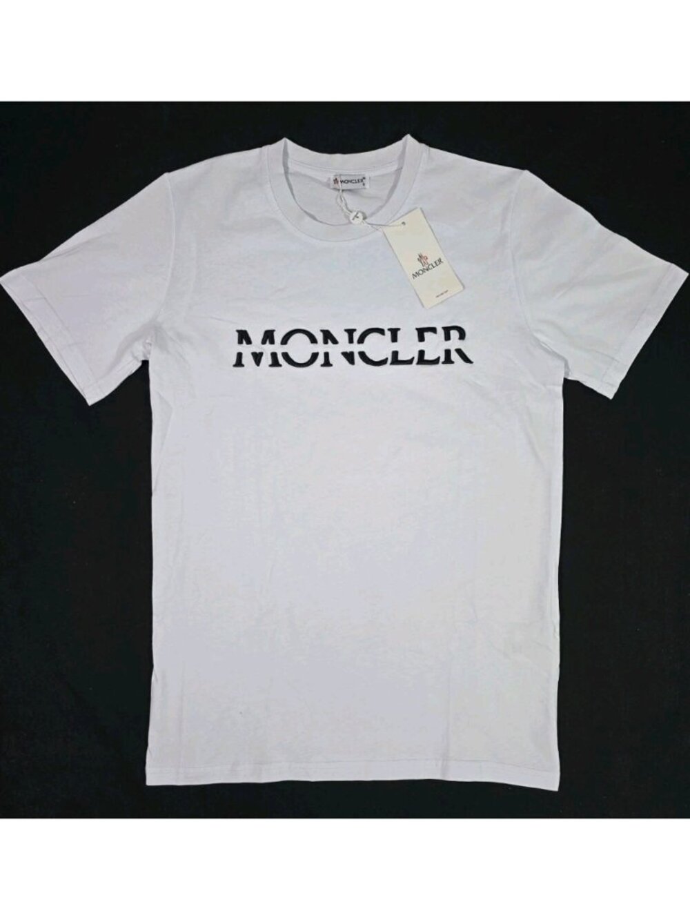 Moncler Designer Embroidered Logo Men's White Shortsleeve T-Shirt Size Small NWT